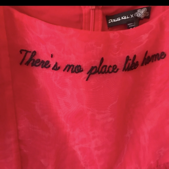 Dolls Kill no place like home red oganza nice dress NWOT med - Picture 3 of 9
